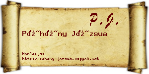 Páhány Józsua névjegykártya